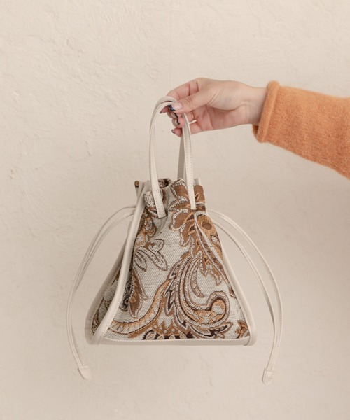 RODE SKO(ロデスコ)の「キンチャク絞りファブリックトートバッグ(トートバッグ・レディース・オフホワイト/ブラック・ONE)」の2枚目の写真