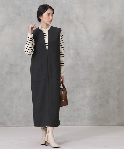CLOCHE(クロシェ)の「キーネックジャンパースカート CLOCHE(クロシェ)の「キーネックジャンパースカート