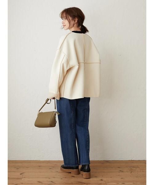 Green　Parks（グリーンパークス）の「裏ボアノーカラーブルゾン＊（ブルゾン・レディース・モカ/アイボリー/チャコールグレー・FREE）」の11枚目の写真