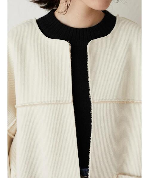 Green　Parks（グリーンパークス）の「裏ボアノーカラーブルゾン＊（ブルゾン・レディース・モカ/アイボリー/チャコールグレー・FREE）」の13枚目の写真