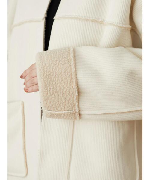 Green　Parks（グリーンパークス）の「裏ボアノーカラーブルゾン＊（ブルゾン・レディース・モカ/アイボリー/チャコールグレー・FREE）」の14枚目の写真