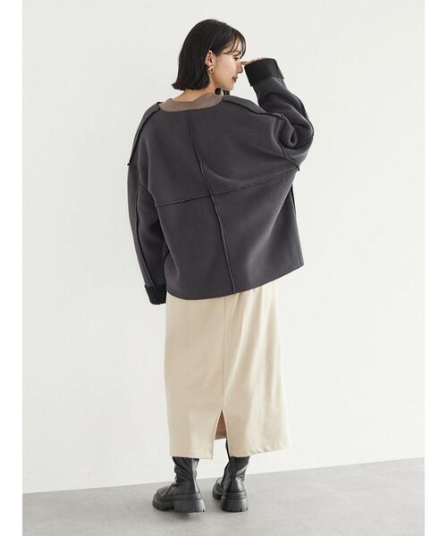 Green　Parks（グリーンパークス）の「裏ボアノーカラーブルゾン＊（ブルゾン・レディース・モカ/アイボリー/チャコールグレー・FREE）」の19枚目の写真