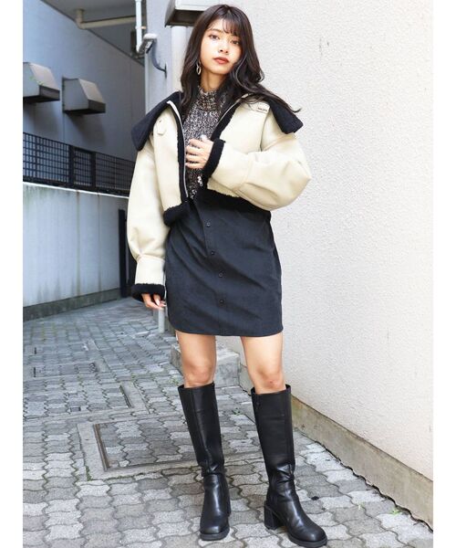 MURUA(ムルーア)の「メランジニットドッキングミニワンピース(ワンピース・レディース・ブラック/アイボリー/ブラウン・1/2)」の13枚目の写真