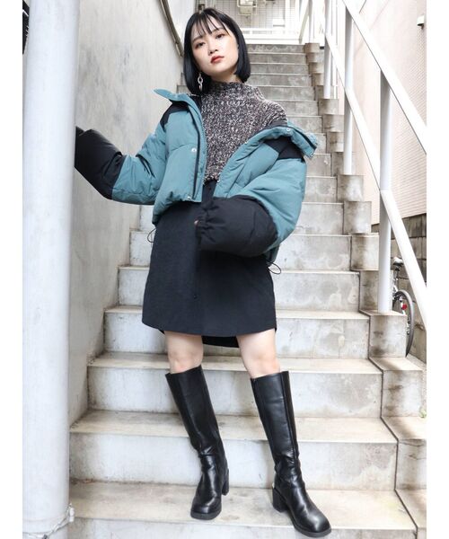 MURUA(ムルーア)の「メランジニットドッキングミニワンピース(ワンピース・レディース・ブラック/アイボリー/ブラウン・1/2)」の14枚目の写真