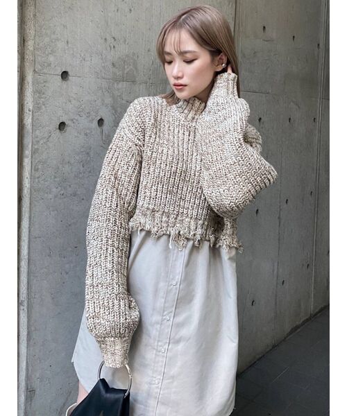 MURUA(ムルーア)の「メランジニットドッキングミニワンピース(ワンピース・レディース・ブラック/アイボリー/ブラウン・1/2)」の15枚目の写真