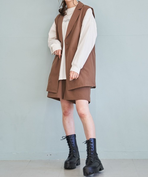 WEGO（ウィゴー）の「WEGO/タックハーフパンツ（その他パンツ・レディース・ブラック/ブラウン・SMALL/MEDIUM）」の5枚目の写真