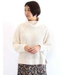モール糸片畦タートルニット
