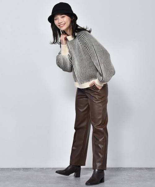 RETRO GIRL（レトロガール）の「配色リブニット編みニット（ニット/セーター・レディース・ホワイト系その他/ブラウン系その他/グリーン系その他/オレンジ系その他・FREE）」の19枚目の写真