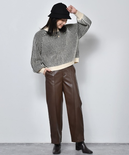 RETRO GIRL（レトロガール）の「配色リブニット編みニット（ニット/セーター・レディース・ホワイト系その他/ブラウン系その他/グリーン系その他/オレンジ系その他・FREE）」の10枚目の写真