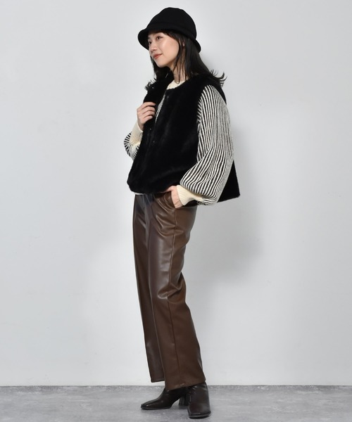 RETRO GIRL（レトロガール）の「配色リブニット編みニット（ニット/セーター・レディース・ホワイト系その他/ブラウン系その他/グリーン系その他/オレンジ系その他・FREE）」の13枚目の写真