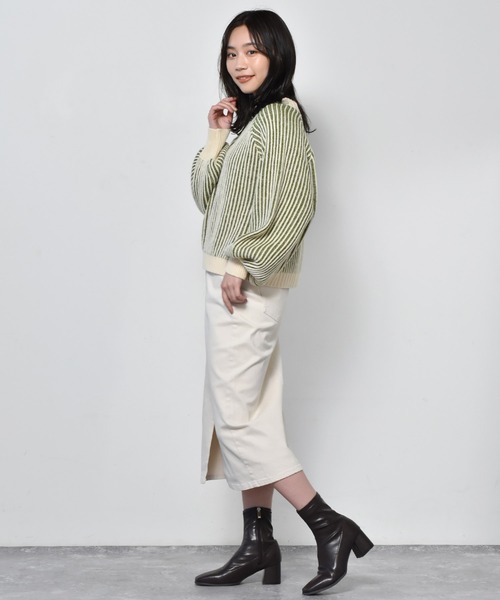 RETRO GIRL（レトロガール）の「配色リブニット編みニット（ニット/セーター・レディース・ホワイト系その他/ブラウン系その他/グリーン系その他/オレンジ系その他・FREE）」の22枚目の写真