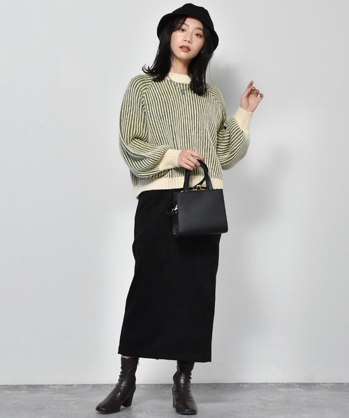 RETRO GIRL（レトロガール）の「配色リブニット編みニット（ニット/セーター・レディース・ホワイト系その他/ブラウン系その他/グリーン系その他/オレンジ系その他・FREE）」の8枚目の写真