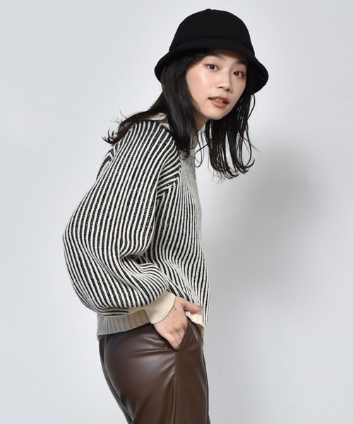 RETRO GIRL（レトロガール）の「配色リブニット編みニット（ニット/セーター・レディース・ホワイト系その他/ブラウン系その他/グリーン系その他/オレンジ系その他・FREE）」の17枚目の写真