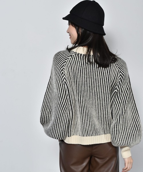 RETRO GIRL（レトロガール）の「配色リブニット編みニット（ニット/セーター・レディース・ホワイト系その他/ブラウン系その他/グリーン系その他/オレンジ系その他・FREE）」の6枚目の写真