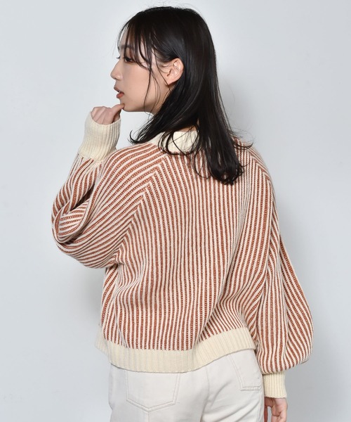 RETRO GIRL（レトロガール）の「配色リブニット編みニット（ニット/セーター・レディース・ホワイト系その他/ブラウン系その他/グリーン系その他/オレンジ系その他・FREE）」の15枚目の写真