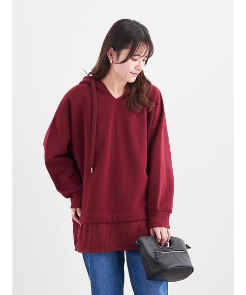RAY CASSIN FAVORI(レイカズンフェバリ)の「・RAY CASSIN リブレイヤードフードチュニック*(スウェット・レディース・ブラック/ベージュ/アイボリー/ボルドー・FREE)」の7枚目の写真