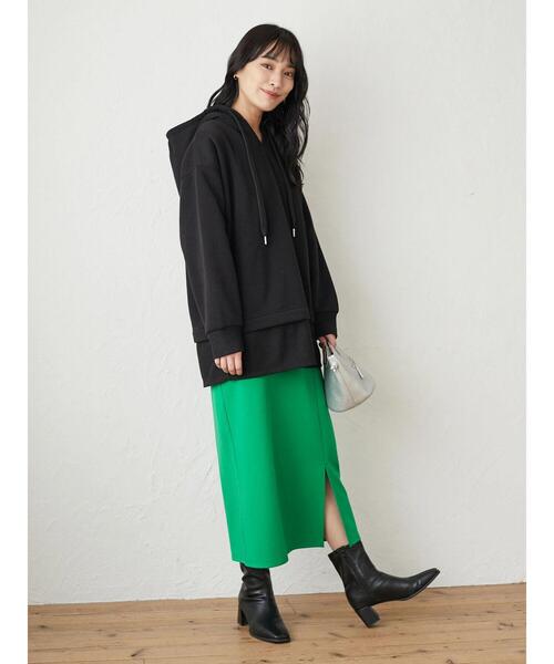 RAY CASSIN FAVORI(レイカズンフェバリ)の「・RAY CASSIN リブレイヤードフードチュニック*(スウェット・レディース・ブラック/ベージュ/アイボリー/ボルドー・FREE)」の9枚目の写真