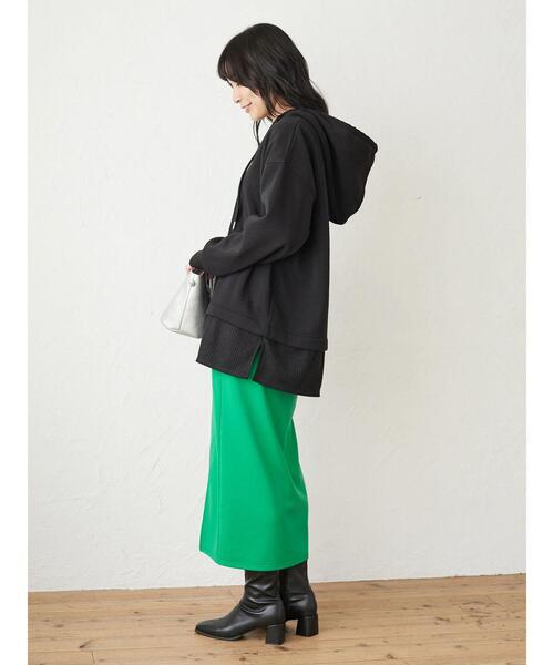 RAY CASSIN FAVORI(レイカズンフェバリ)の「・RAY CASSIN リブレイヤードフードチュニック*(スウェット・レディース・ブラック/ベージュ/アイボリー/ボルドー・FREE)」の11枚目の写真