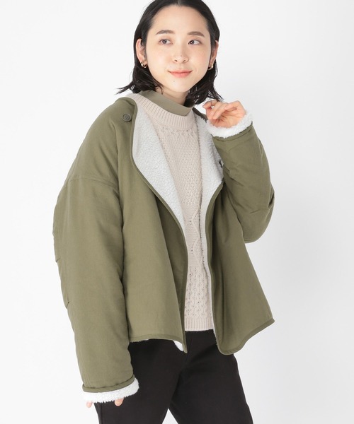 studio CLIP（スタディオクリップ）の「起毛リバーシブルボアブルゾン（ブルゾン・レディース・モカ/ライトグレー/カーキ・FREE）」の3枚目の写真