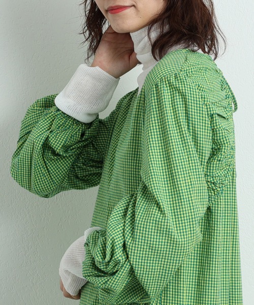 CIAOPANIC TYPY（チャオパニックティピー）の「配色シアータートルニット（ニット/セーター・レディース・オフホワイト/グレー系その他/グリーン・ONE SIZE）」の16枚目の写真