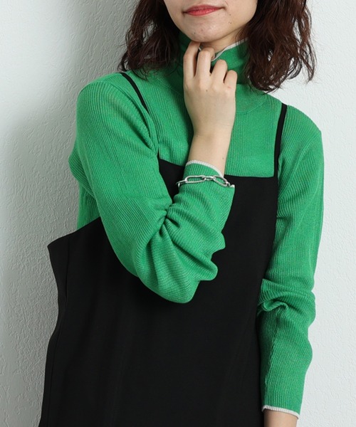 CIAOPANIC TYPY（チャオパニックティピー）の「配色シアータートルニット（ニット/セーター・レディース・オフホワイト/グレー系その他/グリーン・ONE SIZE）」の22枚目の写真