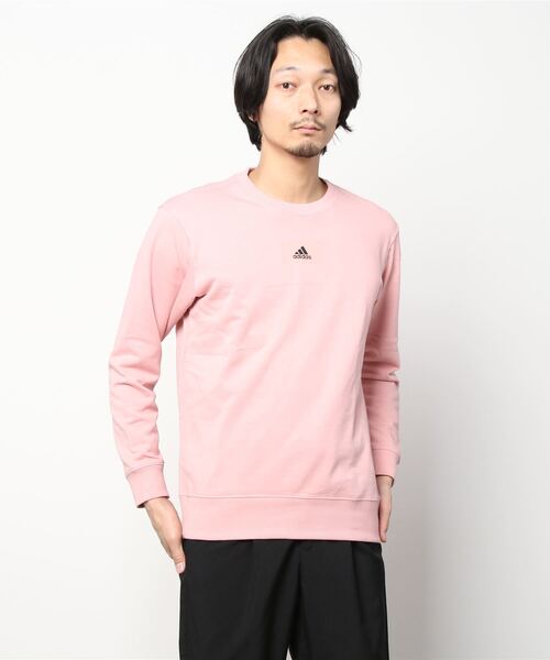 adidas（アディダス）の「エッセンシャルズ FeelVivid ドロップショルダー スウェットシャツ / アディダス / トレーナー （メンズ）（スウェット・メンズ・ピンク系その他/ライトイエロー・MEDIUM/LARGE/X-LARGE/SMALL/XXX-LARGE/XX-LARGE）」の4枚目の写真