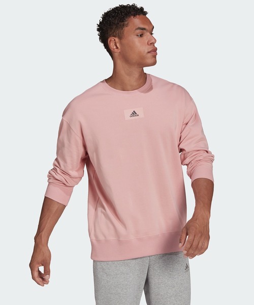 adidas（アディダス）の「エッセンシャルズ FeelVivid ドロップショルダー スウェットシャツ / アディダス / トレーナー （メンズ）（スウェット・メンズ・ピンク系その他/ライトイエロー・MEDIUM/LARGE/X-LARGE/SMALL/XXX-LARGE/XX-LARGE）」の5枚目の写真