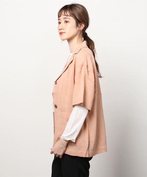 LA PEAU DE GEM(ラポドゥジェム)の「【LA PEAU DE GEM】ドライタッチワッシャージャケット(シャツ/ブラウス・レディース・ライトグレー/ピンク・FREE)」の18枚目の写真
