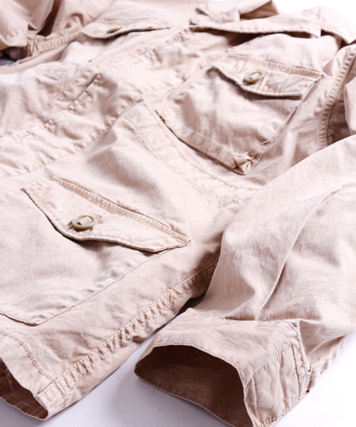 Denime(ドゥニーム)の「【MadeInJapan】ガーメントダイコットンナイロンサファリジャケット(ミリタリージャケット・メンズ・ブラック/オリーブ/ベージュ・MEDIUM/LARGE/SMALL)」の14枚目の写真