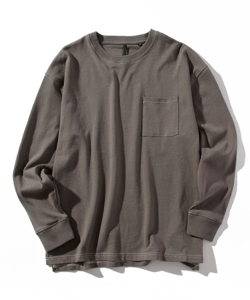 INASTUDIOS ZOO（イーナストゥディオスズー）の「「INASTUDIOS SELECT」ステッチング ロングTシャツ トップス レディース（Tシャツ/カットソー・レディース・ホワイト/ブラック/サックスブルー/グリーン/サンドベージュ/チャコール・LARGE/MEDIUM/X-LARGE）」の3枚目の写真