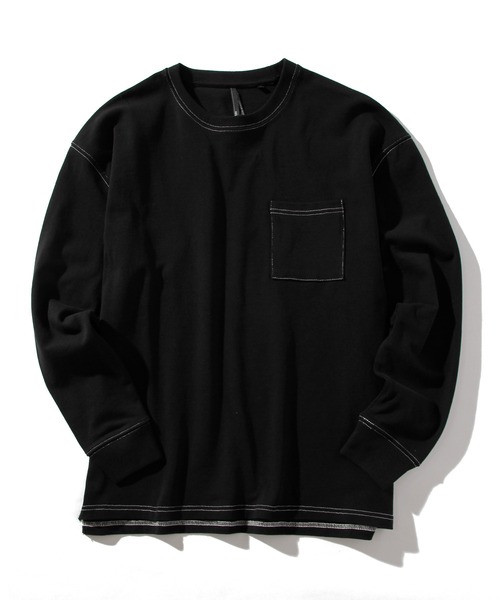 INASTUDIOS ZOO（イーナストゥディオスズー）の「「INASTUDIOS SELECT」ステッチング ロングTシャツ トップス レディース（Tシャツ/カットソー・レディース・ホワイト/ブラック/サックスブルー/グリーン/サンドベージュ/チャコール・LARGE/MEDIUM/X-LARGE）」の2枚目の写真