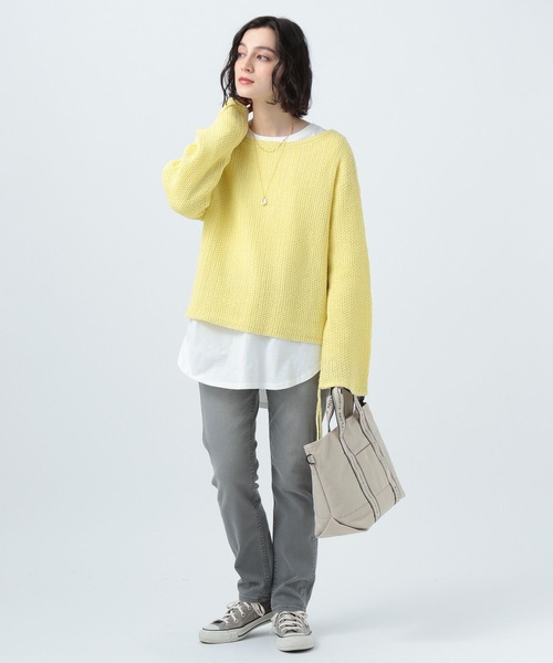 BAYFLOW（ベイフロー）の「リネンアミガラニット（ニット/セーター・レディース・ピンク/イエロー/オフホワイト/ブラック・FREE）」の11枚目の写真