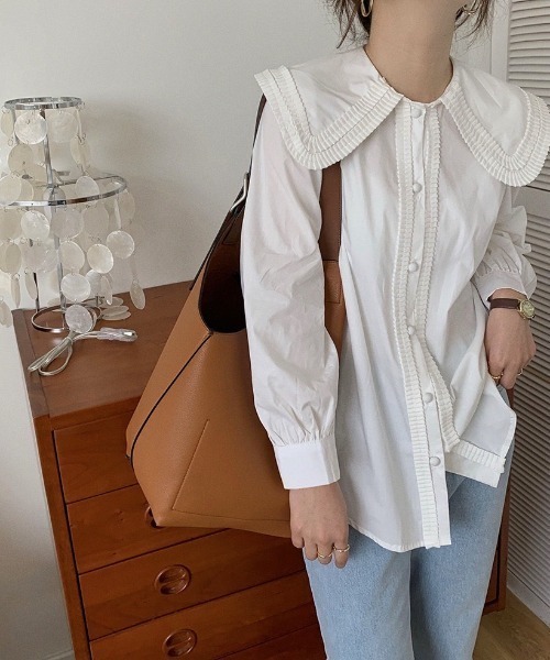 LAC-VERT（ラック・ヴェール）の「ビックフリルカラーブラウス（シャツ/ブラウス・レディース・ホワイト/ライトブルー・FREE）」の18枚目の写真