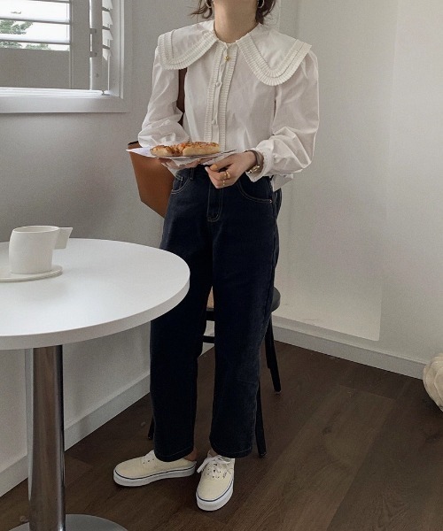 LAC-VERT（ラック・ヴェール）の「ビックフリルカラーブラウス（シャツ/ブラウス・レディース・ホワイト/ライトブルー・FREE）」の21枚目の写真