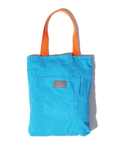 Wrangler(ラングラー)の「WRANGLER/ラングラー TOTE BAG トートバッグ デニムトートバック A4サイズ収納可(トートバッグ・メンズ・ブルー/オフホワイト/サックスブルー/イエロー/インディゴブルー・FREE)」の1枚目の写真