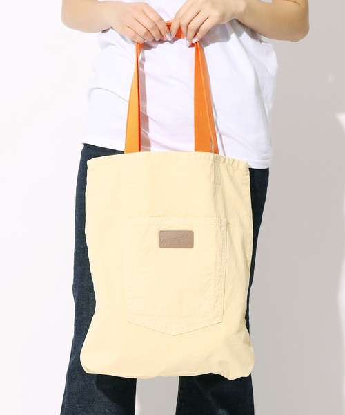 Wrangler(ラングラー)の「WRANGLER/ラングラー TOTE BAG トートバッグ デニムトートバック A4サイズ収納可(トートバッグ・メンズ・ブルー/オフホワイト/サックスブルー/イエロー/インディゴブルー・FREE)」の5枚目の写真