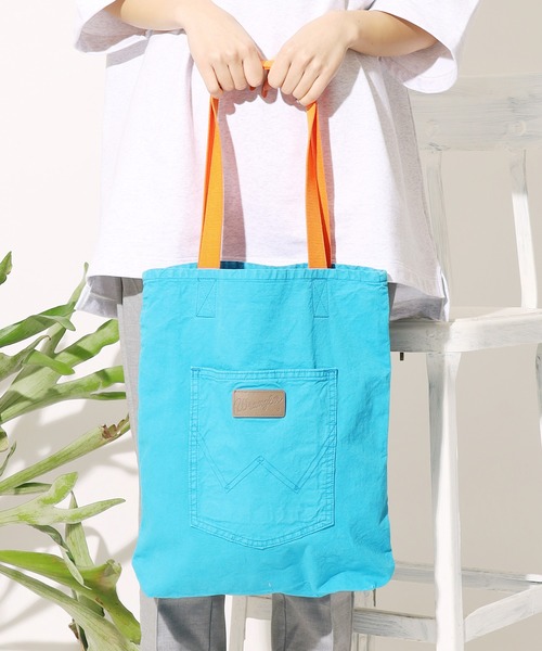 Wrangler(ラングラー)の「WRANGLER/ラングラー TOTE BAG トートバッグ デニムトートバック A4サイズ収納可(トートバッグ・メンズ・ブルー/オフホワイト/サックスブルー/イエロー/インディゴブルー・FREE)」の22枚目の写真