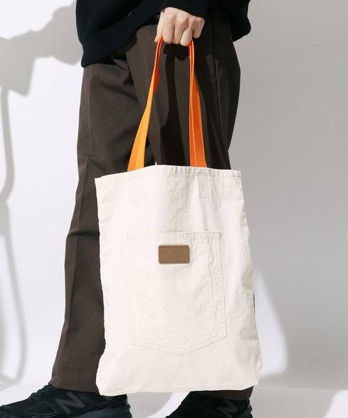 Wrangler(ラングラー)の「WRANGLER/ラングラー TOTE BAG トートバッグ デニムトートバック A4サイズ収納可(トートバッグ・メンズ・ブルー/オフホワイト/サックスブルー/イエロー/インディゴブルー・FREE)」の21枚目の写真
