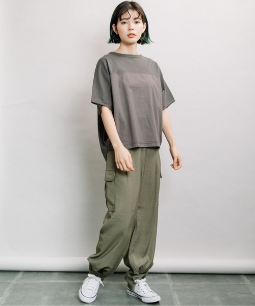 refinedworks(リファインドワークス)の「前布帛切替ドルマンPO(Tシャツ/カットソー・レディース・オフホワイト/グレー系その他/チャコールグレー・FREE)」の21枚目の写真