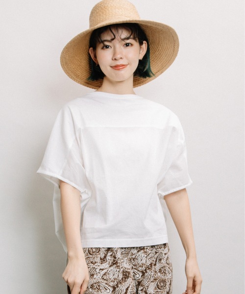 refinedworks(リファインドワークス)の「前布帛切替ドルマンPO(Tシャツ/カットソー・レディース・オフホワイト/グレー系その他/チャコールグレー・FREE)」の4枚目の写真