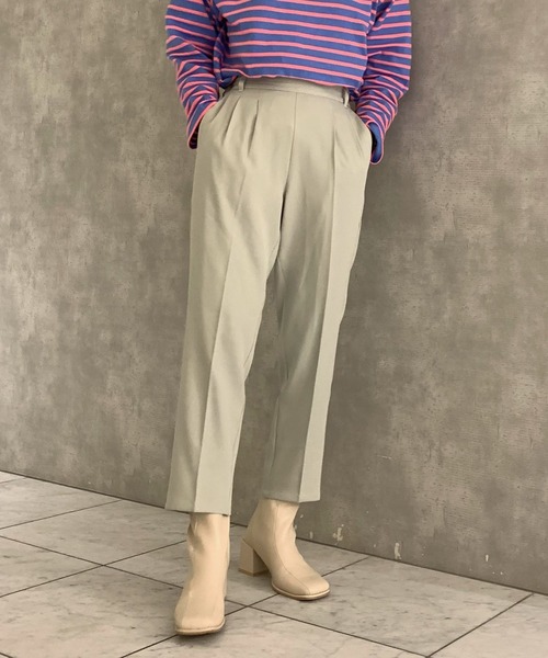 AS KNOW AS PINKY（アズノゥアズピンキー）の「スララっとテーパードパンツ　セットアップ可能（スラックス・レディース・ブラック/イエロー/ライトグリーン/ブラック系その他/ピンクベージュ/ピンク系その他・FREE）」の4枚目の写真