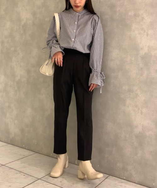 AS KNOW AS PINKY（アズノゥアズピンキー）の「スララっとテーパードパンツ　セットアップ可能（スラックス・レディース・ブラック/イエロー/ライトグリーン/ブラック系その他/ピンクベージュ/ピンク系その他・FREE）」の10枚目の写真