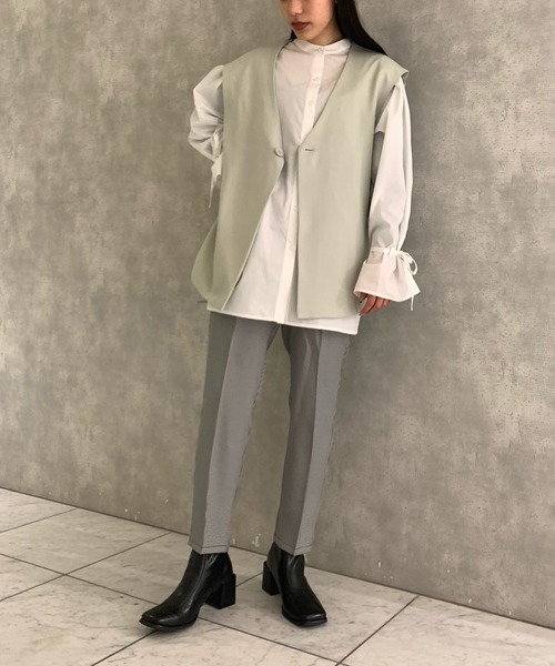 AS KNOW AS PINKY（アズノゥアズピンキー）の「スララっとテーパードパンツ　セットアップ可能（スラックス・レディース・ブラック/イエロー/ライトグリーン/ブラック系その他/ピンクベージュ/ピンク系その他・FREE）」の11枚目の写真