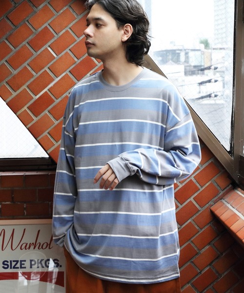 8(eight)(エイト)の「レトロボーダーロンT(Tシャツ/カットソー・メンズ・ホワイト×ネイビー/ホワイト×グリーン/サックスブルー系/グレイッシュベージュ/グリーン系その他/ライトグレー系/グリーン系その他2/ブルー系その他・X-LARGE/MEDIUM/LARGE)」の4枚目の写真