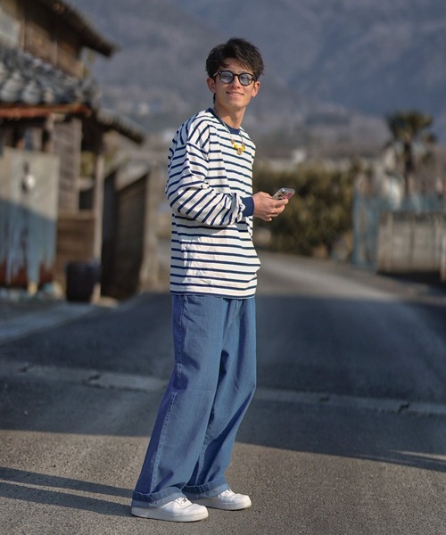 8(eight)(エイト)の「レトロボーダーロンT(Tシャツ/カットソー・メンズ・ホワイト×ネイビー/ホワイト×グリーン/サックスブルー系/グレイッシュベージュ/グリーン系その他/ライトグレー系/グリーン系その他2/ブルー系その他・X-LARGE/MEDIUM/LARGE)」の13枚目の写真