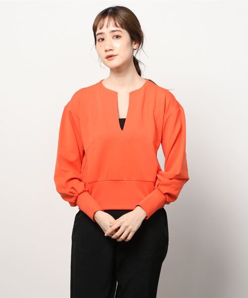 MAISON SCOTCH（メゾンスコッチ）の「Vネック カットソー【164668】（Tシャツ/カットソー・レディース・オフホワイト/ブラック/オレンジ・X-SMALL/SMALL）」の3枚目の写真