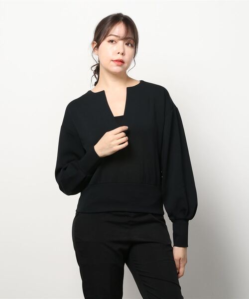 MAISON SCOTCH（メゾンスコッチ）の「Vネック カットソー【164668】（Tシャツ/カットソー・レディース・オフホワイト/ブラック/オレンジ・X-SMALL/SMALL）」の2枚目の写真