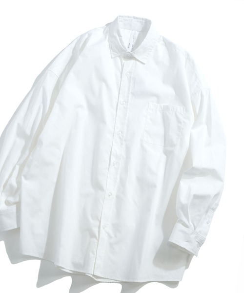 おしゃれスタ（オシャレスタ）の「綿ブロードレギュラーカラービッグシルエットシャツ(IR)（シャツ/ブラウス・メンズ・ホワイト/ブラック/グリーン/グレイッシュベージュ/サックスブルー系/ホワイト系・L/M/XL）」の2枚目の写真