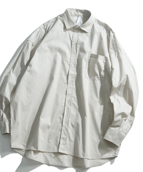 おしゃれスタ（オシャレスタ）の「綿ブロードレギュラーカラービッグシルエットシャツ(IR)（シャツ/ブラウス・メンズ・ホワイト/ブラック/グリーン/グレイッシュベージュ/サックスブルー系/ホワイト系・L/M/XL）」の4枚目の写真