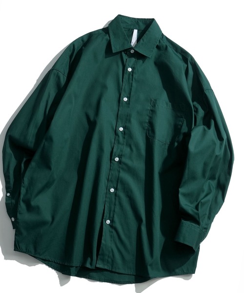 おしゃれスタ（オシャレスタ）の「綿ブロードレギュラーカラービッグシルエットシャツ(IR)（シャツ/ブラウス・メンズ・ホワイト/ブラック/グリーン/グレイッシュベージュ/サックスブルー系/ホワイト系・L/M/XL）」の5枚目の写真
